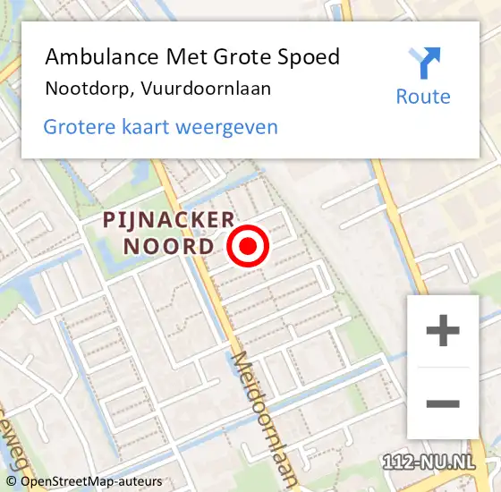 Locatie op kaart van de 112 melding: Ambulance Met Grote Spoed Naar Nootdorp, Vuurdoornlaan op 11 juni 2022 01:12