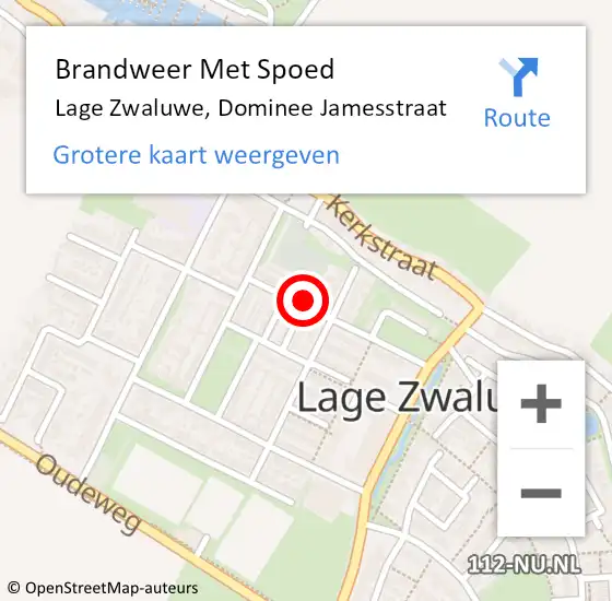 Locatie op kaart van de 112 melding: Brandweer Met Spoed Naar Lage Zwaluwe, Dominee Jamesstraat op 11 juni 2022 02:30