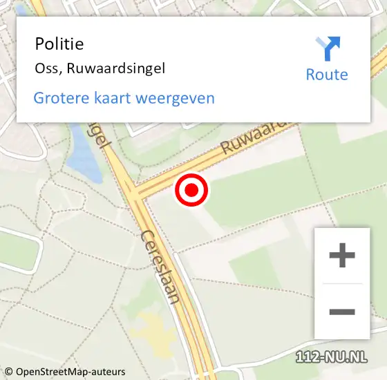 Locatie op kaart van de 112 melding: Politie Oss, Ruwaardsingel op 11 juni 2022 03:02