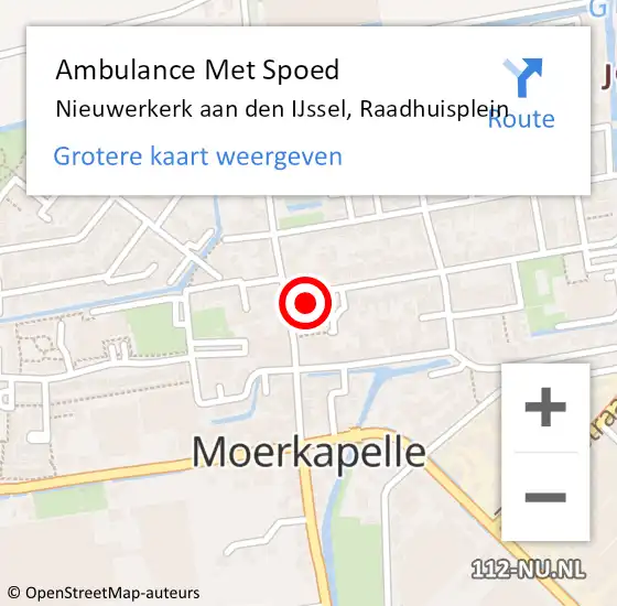 Locatie op kaart van de 112 melding: Ambulance Met Spoed Naar Nieuwerkerk aan den IJssel, Raadhuisplein op 11 juni 2022 03:05