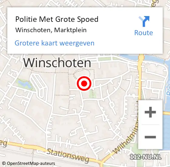 Locatie op kaart van de 112 melding: Politie Met Grote Spoed Naar Winschoten, Marktplein op 11 juni 2022 03:33