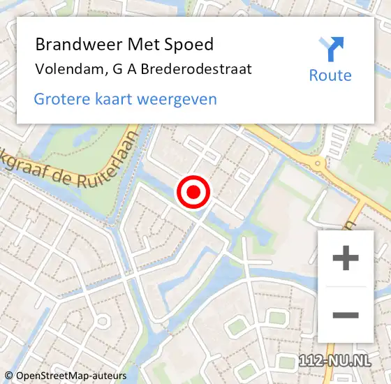 Locatie op kaart van de 112 melding: Brandweer Met Spoed Naar Volendam, G A Brederodestraat op 11 juni 2022 04:30