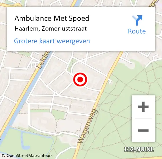 Locatie op kaart van de 112 melding: Ambulance Met Spoed Naar Haarlem, Zomerluststraat op 11 juni 2022 05:04