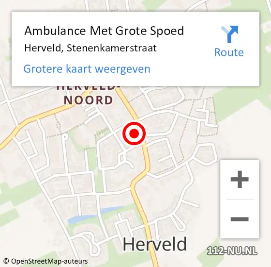 Locatie op kaart van de 112 melding: Ambulance Met Grote Spoed Naar Herveld, Stenenkamerstraat op 11 juni 2022 05:26