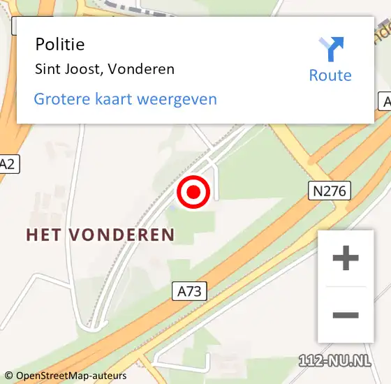 Locatie op kaart van de 112 melding: Politie Sint Joost, Vonderen op 11 juni 2022 06:04