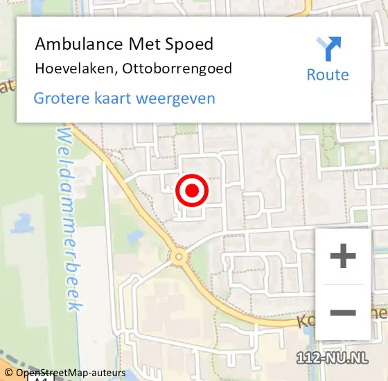 Locatie op kaart van de 112 melding: Ambulance Met Spoed Naar Hoevelaken, Ottoborrengoed op 11 juni 2022 07:38