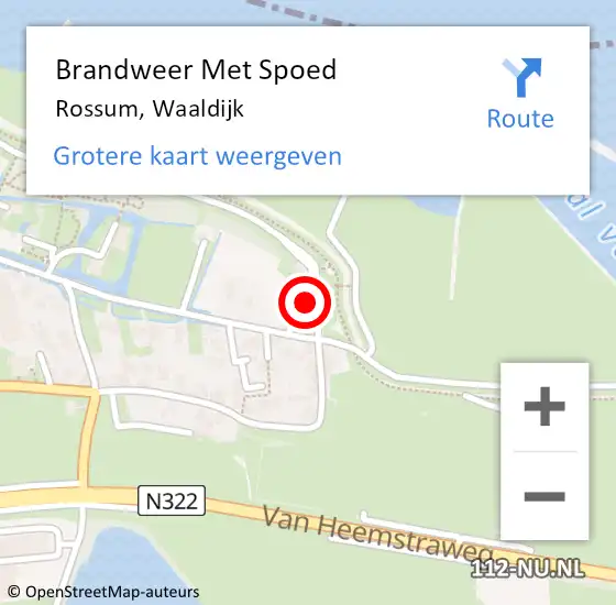 Locatie op kaart van de 112 melding: Brandweer Met Spoed Naar Rossum, Waaldijk op 11 juni 2022 07:41