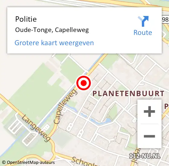 Locatie op kaart van de 112 melding: Politie Oude-Tonge, Capelleweg op 11 juni 2022 08:00