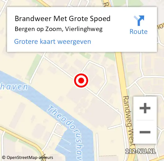 Locatie op kaart van de 112 melding: Brandweer Met Grote Spoed Naar Bergen op Zoom, Vierlinghweg op 11 juni 2022 08:29