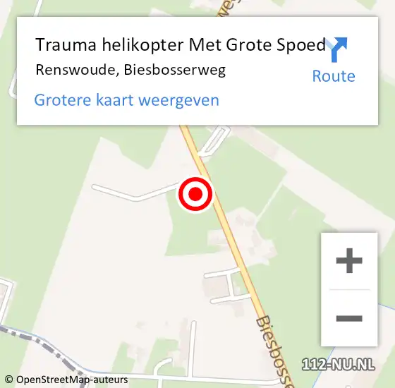 Locatie op kaart van de 112 melding: Trauma helikopter Met Grote Spoed Naar Renswoude, Biesbosserweg op 11 juni 2022 08:31