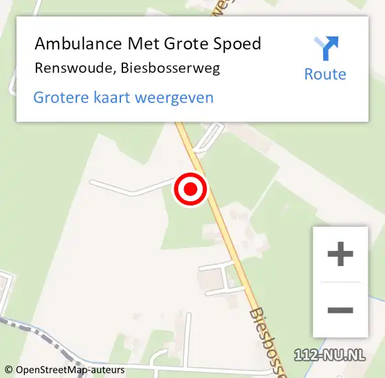 Locatie op kaart van de 112 melding: Ambulance Met Grote Spoed Naar Renswoude, Biesbosserweg op 11 juni 2022 08:35