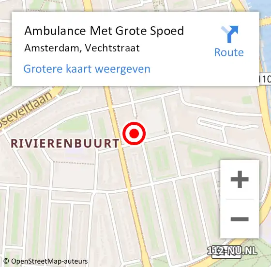 Locatie op kaart van de 112 melding: Ambulance Met Grote Spoed Naar Amsterdam, Vechtstraat op 11 juni 2022 08:36