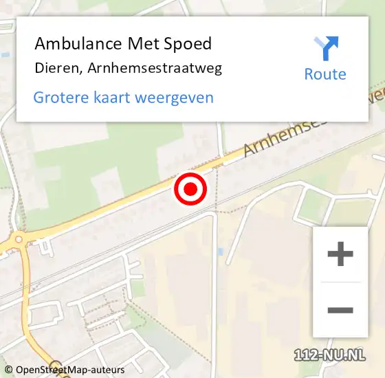 Locatie op kaart van de 112 melding: Ambulance Met Spoed Naar Dieren, Arnhemsestraatweg op 11 juni 2022 08:45