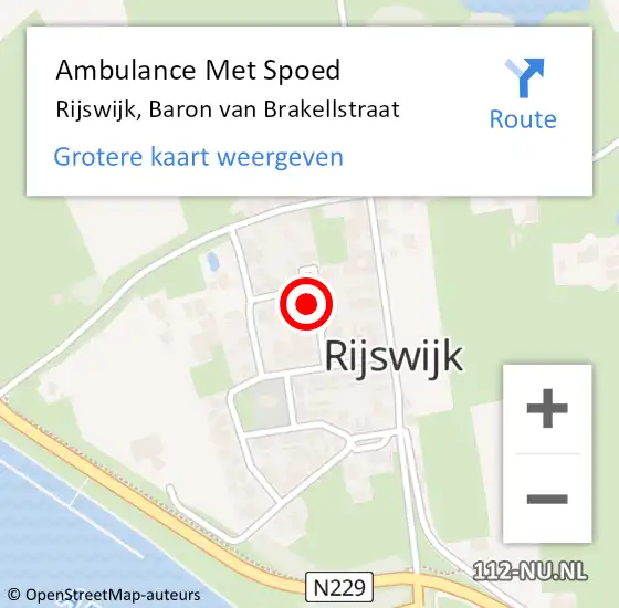 Locatie op kaart van de 112 melding: Ambulance Met Spoed Naar Rijswijk, Baron van Brakellstraat op 11 juni 2022 08:55