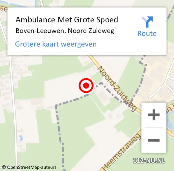 Locatie op kaart van de 112 melding: Ambulance Met Grote Spoed Naar Boven-Leeuwen, Noord Zuidweg op 11 juni 2022 08:56