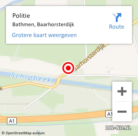 Locatie op kaart van de 112 melding: Politie Bathmen, Baarhorsterdijk op 11 juni 2022 09:00