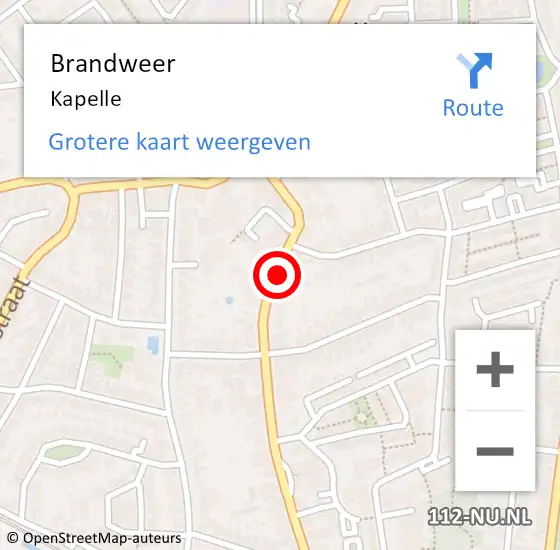 Locatie op kaart van de 112 melding: Brandweer Kapelle op 11 juni 2022 09:00