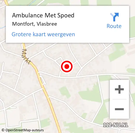 Locatie op kaart van de 112 melding: Ambulance Met Spoed Naar Montfort, Vlasbree op 11 juni 2022 09:15