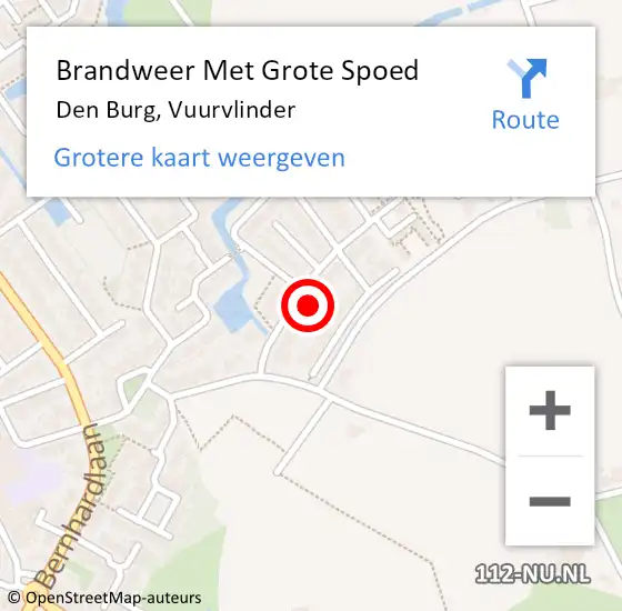 Locatie op kaart van de 112 melding: Brandweer Met Grote Spoed Naar Den Burg, Vuurvlinder op 11 juni 2022 09:22