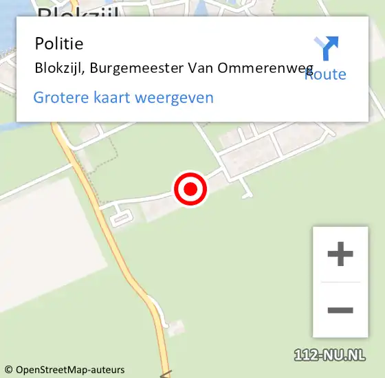 Locatie op kaart van de 112 melding: Politie Blokzijl, Burgemeester Van Ommerenweg op 11 juni 2022 09:34