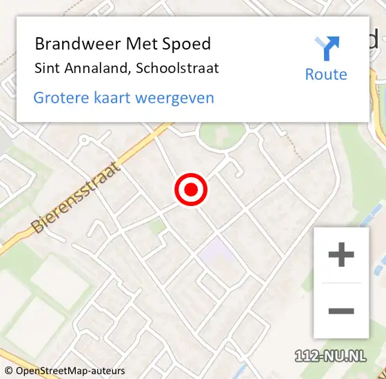 Locatie op kaart van de 112 melding: Brandweer Met Spoed Naar Sint Annaland, Schoolstraat op 11 juni 2022 10:04