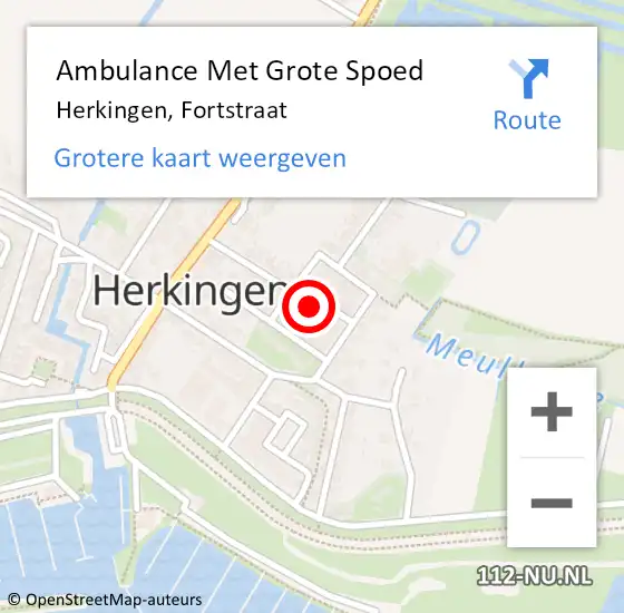 Locatie op kaart van de 112 melding: Ambulance Met Grote Spoed Naar Herkingen, Fortstraat op 19 juli 2014 20:26