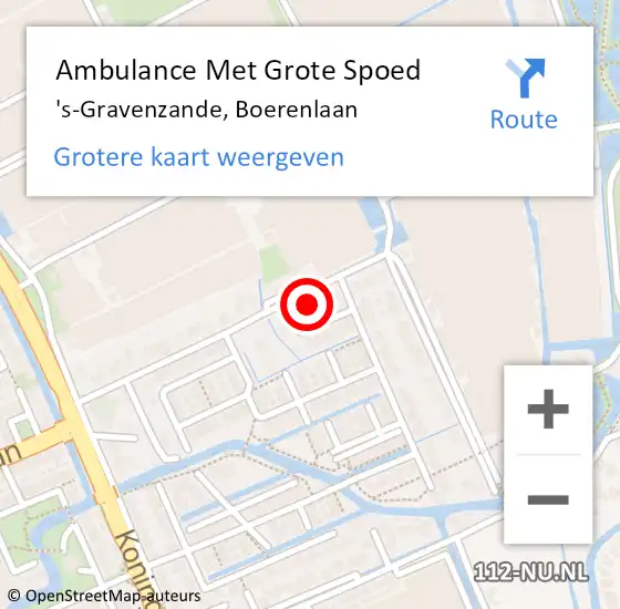 Locatie op kaart van de 112 melding: Ambulance Met Grote Spoed Naar 's-Gravenzande, Boerenlaan op 11 juni 2022 10:25