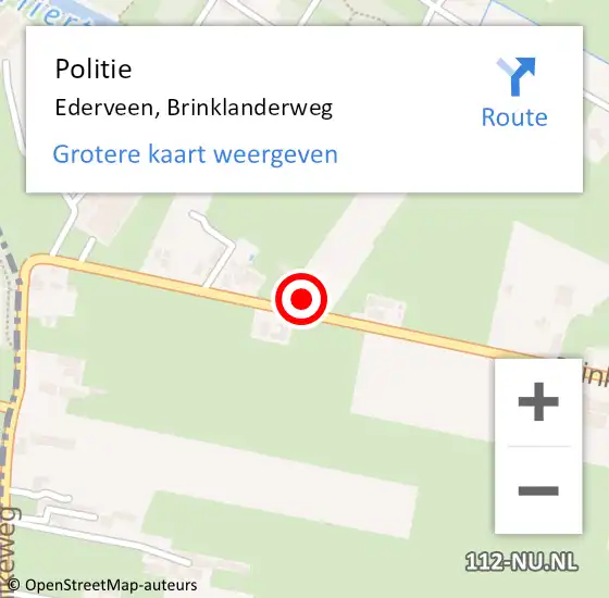Locatie op kaart van de 112 melding: Politie Ederveen, Brinklanderweg op 11 juni 2022 10:33