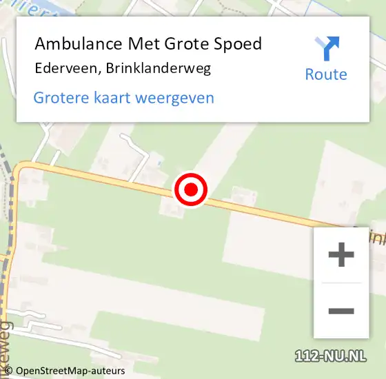 Locatie op kaart van de 112 melding: Ambulance Met Grote Spoed Naar Ederveen, Brinklanderweg op 11 juni 2022 10:33
