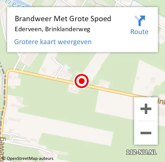 Locatie op kaart van de 112 melding: Brandweer Met Grote Spoed Naar Ederveen, Brinklanderweg op 11 juni 2022 10:34