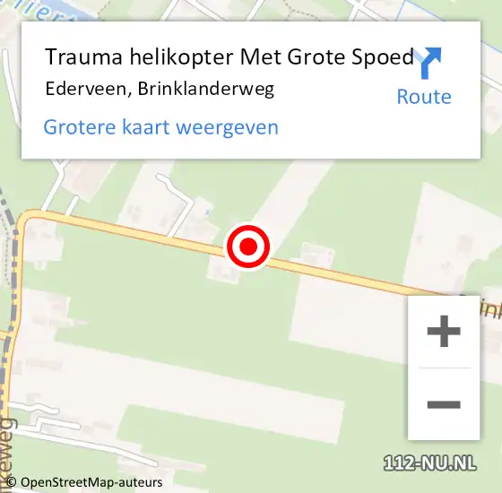 Locatie op kaart van de 112 melding: Trauma helikopter Met Grote Spoed Naar Ederveen, Brinklanderweg op 11 juni 2022 10:34