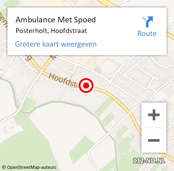 Locatie op kaart van de 112 melding: Ambulance Met Spoed Naar Posterholt, Hoofdstraat op 11 juni 2022 11:16