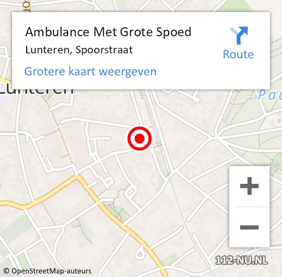 Locatie op kaart van de 112 melding: Ambulance Met Grote Spoed Naar Lunteren, Spoorstraat op 11 juni 2022 11:31