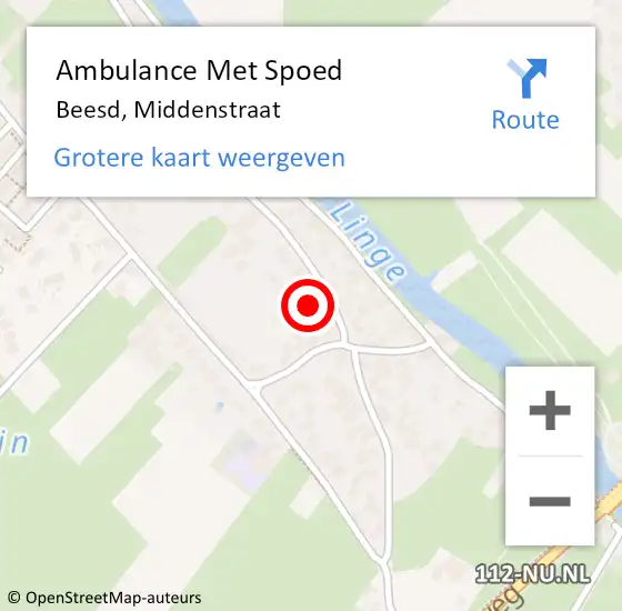 Locatie op kaart van de 112 melding: Ambulance Met Spoed Naar Beesd, Middenstraat op 11 juni 2022 11:34