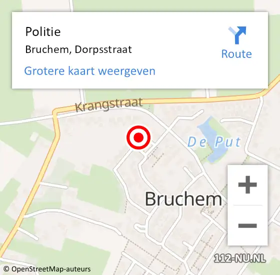 Locatie op kaart van de 112 melding: Politie Bruchem, Dorpsstraat op 11 juni 2022 11:37