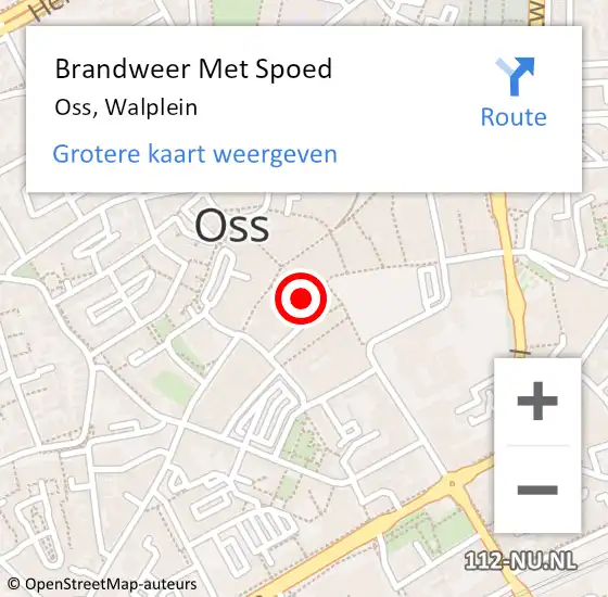 Locatie op kaart van de 112 melding: Brandweer Met Spoed Naar Oss, Walplein op 11 juni 2022 11:41