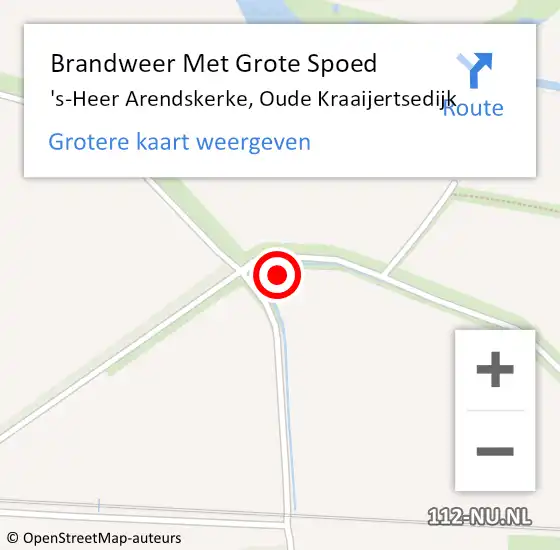 Locatie op kaart van de 112 melding: Brandweer Met Grote Spoed Naar 's-Heer Arendskerke, Oude Kraaijertsedijk op 11 juni 2022 11:42