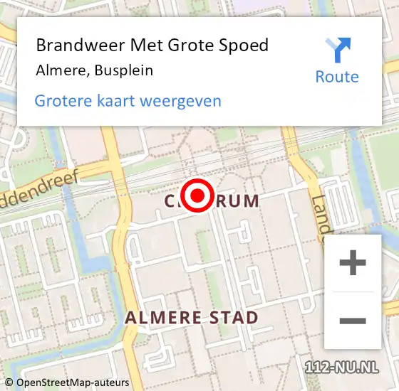 Locatie op kaart van de 112 melding: Brandweer Met Grote Spoed Naar Almere, Busplein op 11 juni 2022 11:46