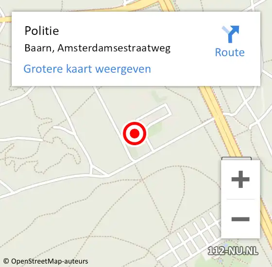 Locatie op kaart van de 112 melding: Politie Baarn, Amsterdamsestraatweg op 11 juni 2022 11:46