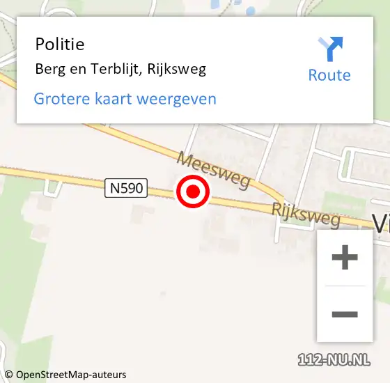 Locatie op kaart van de 112 melding: Politie Berg en Terblijt, Rijksweg op 11 juni 2022 11:54