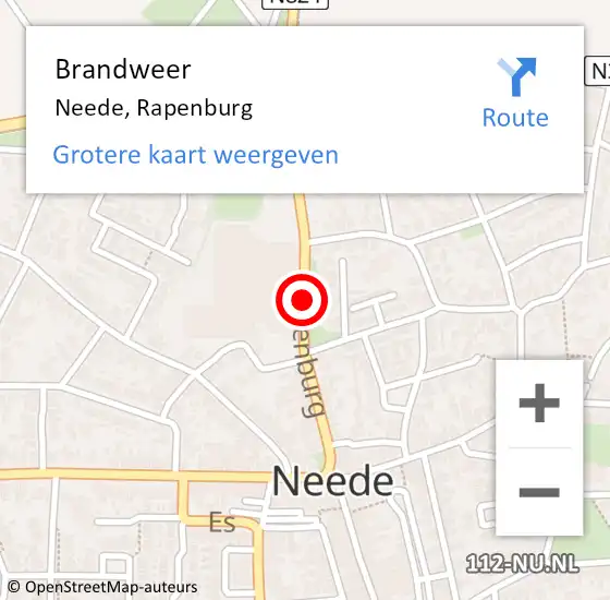 Locatie op kaart van de 112 melding: Brandweer Neede, Rapenburg op 19 juli 2014 20:36