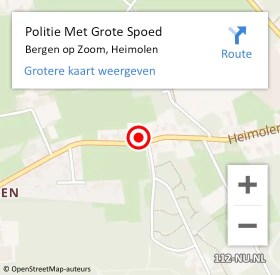 Locatie op kaart van de 112 melding: Politie Met Grote Spoed Naar Bergen op Zoom, Heimolen op 11 juni 2022 12:09