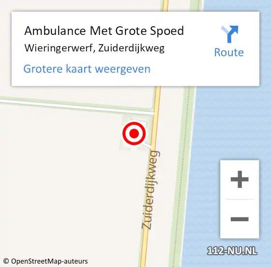 Locatie op kaart van de 112 melding: Ambulance Met Grote Spoed Naar Wieringerwerf, Zuiderdijkweg op 11 juni 2022 12:15