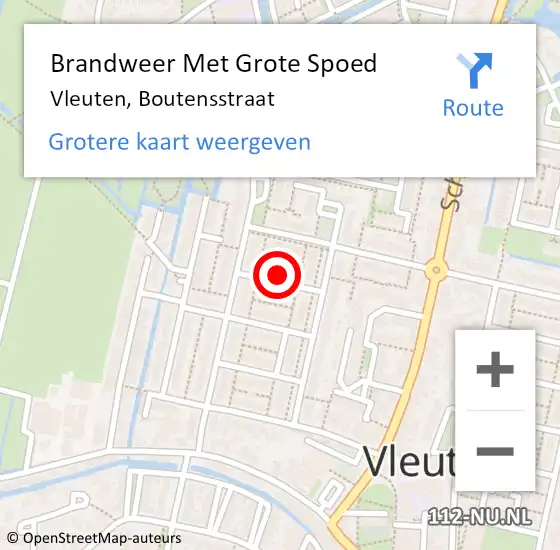 Locatie op kaart van de 112 melding: Brandweer Met Grote Spoed Naar Vleuten, Boutensstraat op 11 juni 2022 12:35