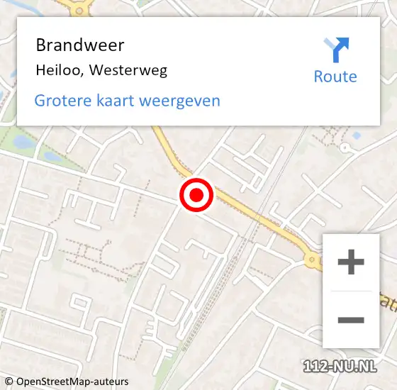 Locatie op kaart van de 112 melding: Brandweer Heiloo, Westerweg op 11 juni 2022 12:37