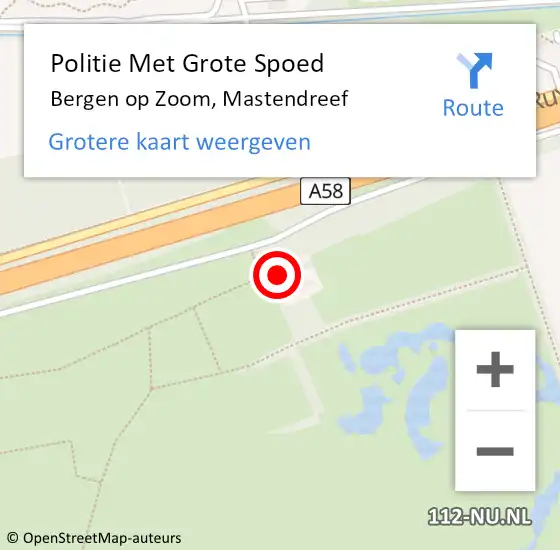 Locatie op kaart van de 112 melding: Politie Met Grote Spoed Naar Bergen op Zoom, Mastendreef op 11 juni 2022 12:45