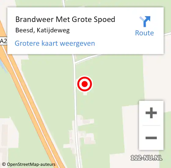 Locatie op kaart van de 112 melding: Brandweer Met Grote Spoed Naar Beesd, Katijdeweg op 11 juni 2022 12:51