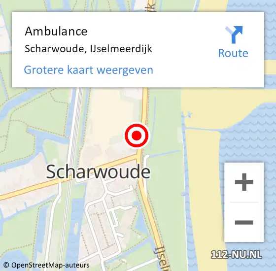 Locatie op kaart van de 112 melding: Ambulance Scharwoude, IJselmeerdijk op 11 juni 2022 12:57