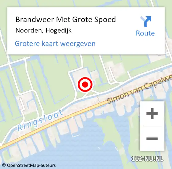 Locatie op kaart van de 112 melding: Brandweer Met Grote Spoed Naar Noorden, Hogedijk op 11 juni 2022 13:02