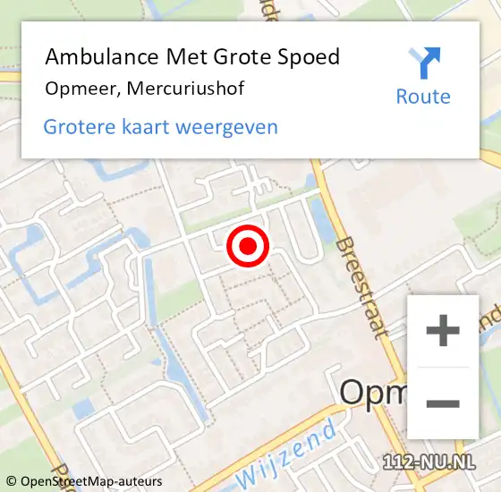 Locatie op kaart van de 112 melding: Ambulance Met Grote Spoed Naar Opmeer, Mercuriushof op 11 juni 2022 13:07